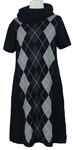 Dámske čierno-sivé kárované svetrové šaty s komínovým golierom Street One