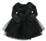 Čierne sametovo/tylové šaty H&M