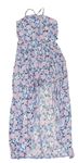 Svetlomodrý kvetovaný ľahký kraťasový overal so sukní New Look