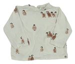 Krémové tričko s tučňáky