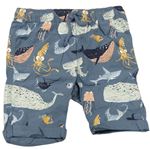 Modré plátenné capri nohavice s mořskými živočichy TU