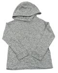 Sivé melírované úpletové tričko s kapucňou Next