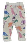 Bielo-ružové vzorované pyžamové nohavice s dinosaurami M&S