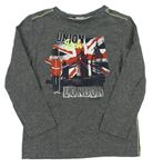 Tmavosivé melírované tričko s londýnskými památkami S. Oliver