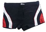Pánske čierno-bielo-červené nohavičkové plavky s pruhmi Shamp