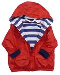Červená/pruhovaná šusťáková/bavlněná obojstranná bunda s odopínacíá kapucňou Mayoral