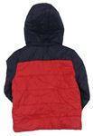 Červeno-černá prošívaná šusťáková zateplená bunda s kapucí zn. Fat Face