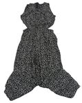 Čierno-biely vzorovaný nohavicový culottes overal s prestrihmi Page One Young