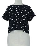 Dámske čierne hviezdičkované crop tričko Primark