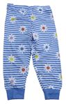 Modro-biele pruhované pyžamové nohavice s kvietkami Mothercare