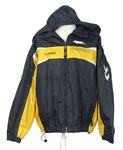 Pánska čierno-žltá šušťáková športová bunda s kapucňou Hummel
