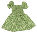 Zelené žabičkové šaty s kvietkami Shein