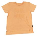 Neónově oranžové tričko s pruhmi a 3D nápisy Primark