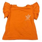 Oranžové tričko s korunkou a volánikmi River Island