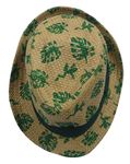 Béžový slaměnný klobúk s listami
