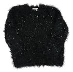 Čierny chlpatý sveter s flitrami H&M