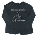 Tmavosivé tričko s kytarami a nápismi Zara