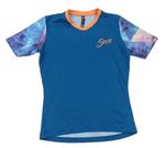 Petrolejové tričko s farebnymi rukávy a nápisom Scott
