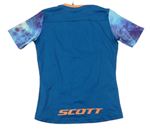 Petrolejové tričko  s barevnými rukávy a nápisem zn. Scott 