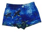 Modré vzorované nohavičkované plavky so žralokmi Kiki&Koko