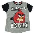Sivo-čierne tričko s Angry Birds Rebel