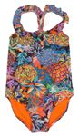 Farebné jednodielne plavky s ananásmi Next