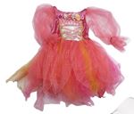 Kockovaným - Ružovo-smetanovo-oranžové sametovo/tylové šaty s kvietkami Fairy Dust