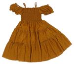 Hnedé ľahké šaty s žabičkováním
