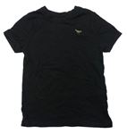 Čierne tričko s výšivkou Primark