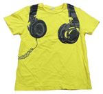 Žlté tričko so sluchátky Shein