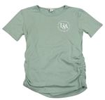 Zelenošedé rebrované tričko s nápisom Primark