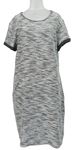 Dámske čierno-biele melírované pletené šaty