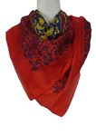 Dámský červeno-modrý květovaný šátek