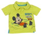 Žlté polo tričko s Mickey mousem a nápismi