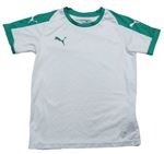 Bielo-tmavozelené funkčné športové tričko s logom PUMA