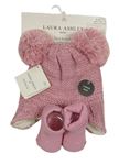 2 set - Ružová pletená čepice + ponožky