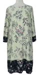 Dámske béžovo-tmavomodré kvetované šaty M&Co