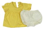 2set - Žlté tričko + smotanové kraťasy s bodkami