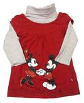Červeno-sivá tunika s Minnie a Mickeym a rolákom Disney