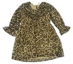 Hnedé šifónové šaty s leopardím vzorom River Island