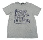 Sivé melírované tričko s nápisom a hůlkou - Harry Potter Primark