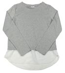 Sivé trblietavé úpletové tričko s halenkou F&F