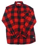 Červeno-čierna kockovaná flanelová košeľa H&M
