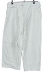 Dámske biele ľanové culottes nohavice s opaskom Sure