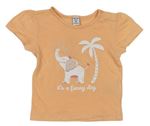 Marhuľové tričko so slonom a palmou Dopodopo