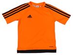 Neónově oranžovo-čierne funkčné športové tričko Adidas