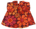 Mahagónovo-červeno-oranžové kvetované šaty s golierikom Next