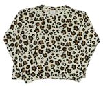 Krémové tričko s leopardím vzorom Zara