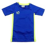 Zafírové funkčné tričko s neónově zelenymi pruhmi a logom Sondico