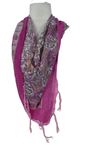 Dámský růžový vzorovaný šátek s strapcemi
